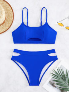 Sexy women's solid color hollow bikini fashion swimsuit - Image 14