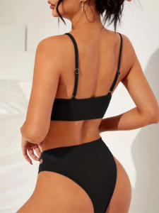 Sexy women's solid color hollow bikini fashion swimsuit - Image 4