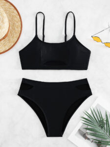 Sexy women's solid color hollow bikini fashion swimsuit - Image 6