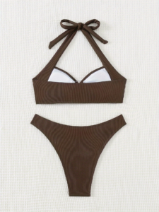 Sexy Pit Strip Split Women's Bikini Set Swimsuit - Image 5