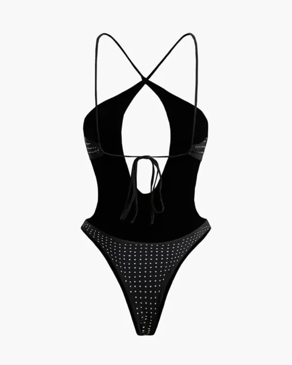 Hot Diamond Hollow Lace One-Piece Swimsuit - Image 4