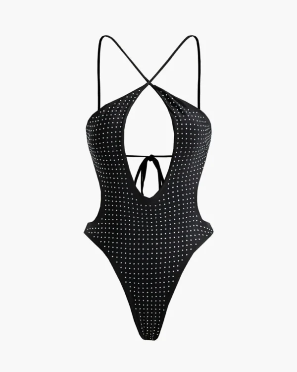 Hot Diamond Hollow Lace One-Piece Swimsuit - Image 5