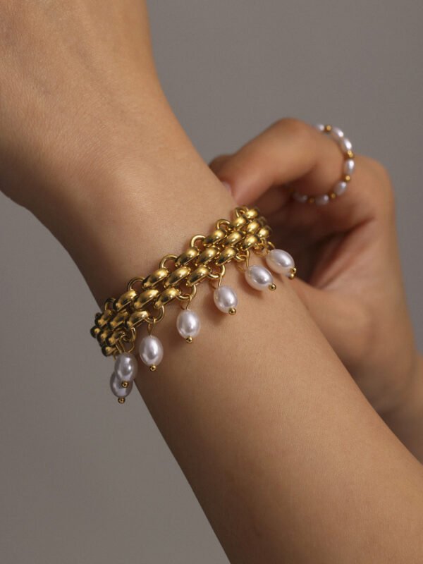 High-gloss rice beads tassel multi-layer necklace bracelet - Image 4