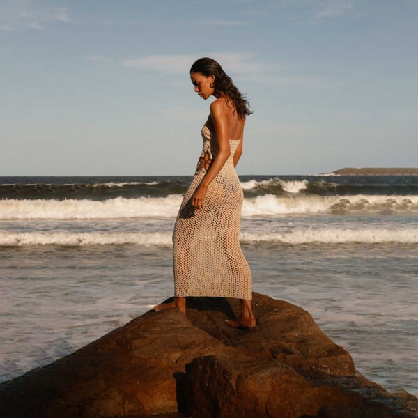 Hot sale new sexy hollow knitted beach suspender dress - Image 3
