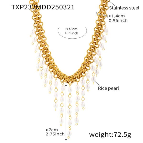 High-gloss rice beads tassel multi-layer necklace bracelet - Image 6