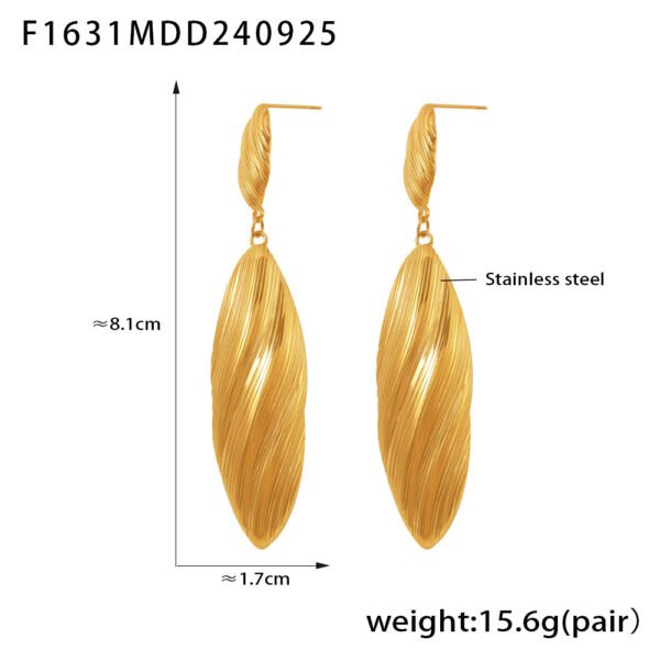18K gold PVD electroplated double-layer long earrings catwalk accessories - Image 5