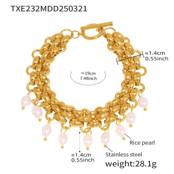High-gloss rice beads tassel multi-layer necklace bracelet - Image 5