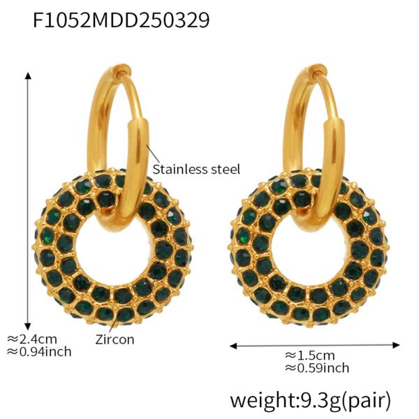 Ring zircon two-wear double circle niche design earrings - Image 5
