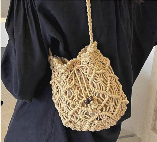 Cotton tote bag summer crochet shoulder bag - Image 2