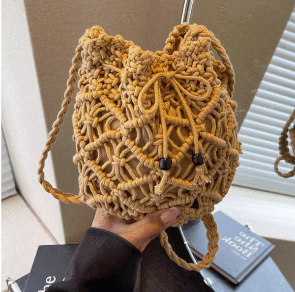 Cotton tote bag summer crochet shoulder bag