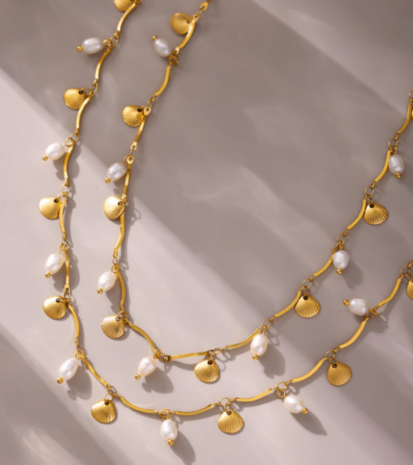 Small shell freshwater pearl necklace ins style creative design - Image 5