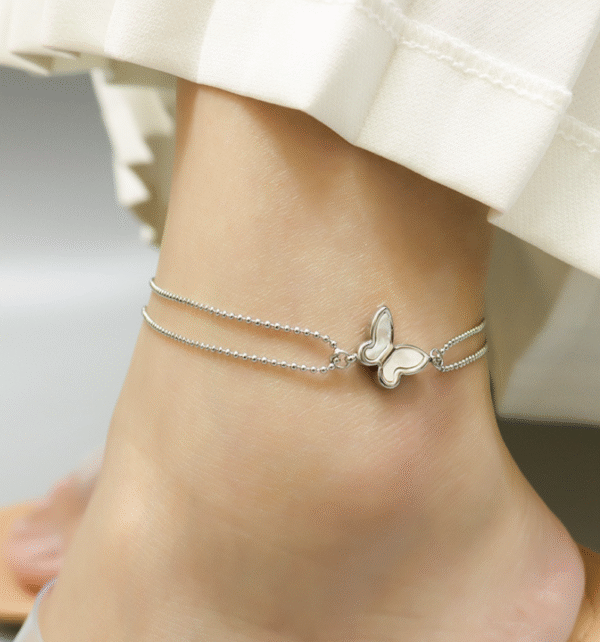 Simple ladies butterfly foot ring titanium steel 18K gold plated trouser chain - Image 3