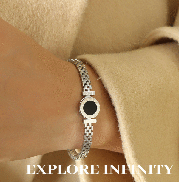 Roman LOVE digital acrylic ring bracelet titanium steel plated 18K - Image 3