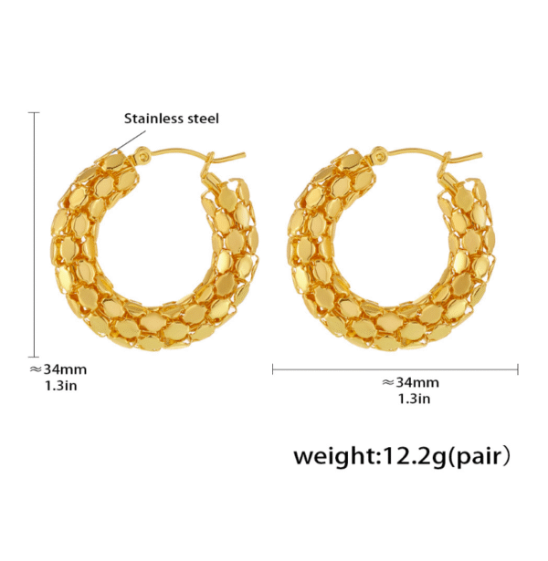 Ring scale earrings earrings stainless steel 18K plated - Image 4