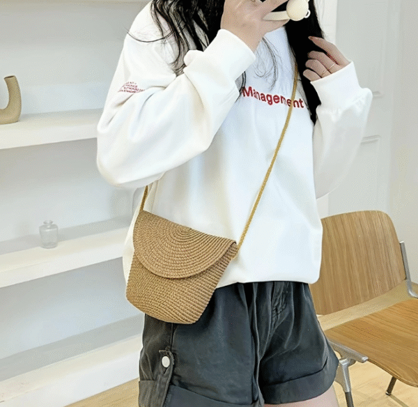 Straw bag cute lightweight crossbody shoulder bag - Image 2