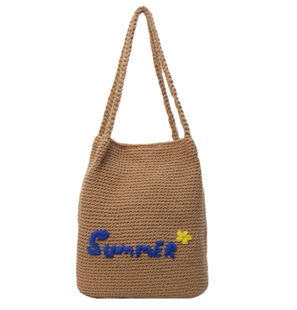 Cotton thread woven bag embroidery large capacity bucket bag - Image 4