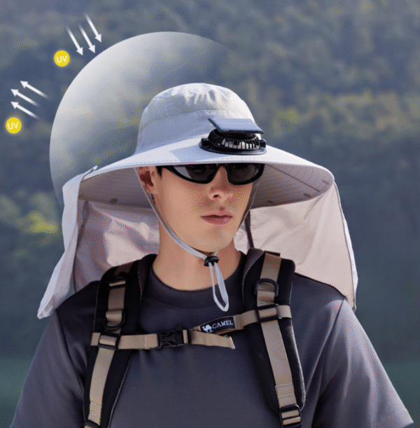 Outdoor solar fan shawl neck protection sun hat - Image 3