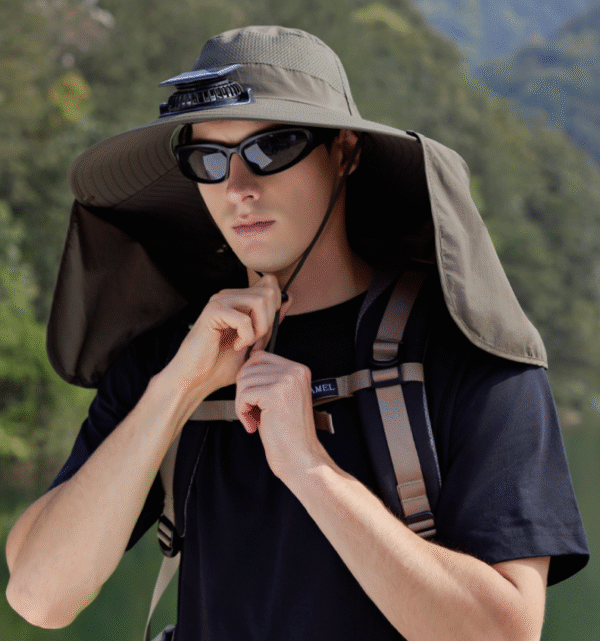 Outdoor solar fan shawl neck protection sun hat - Image 2