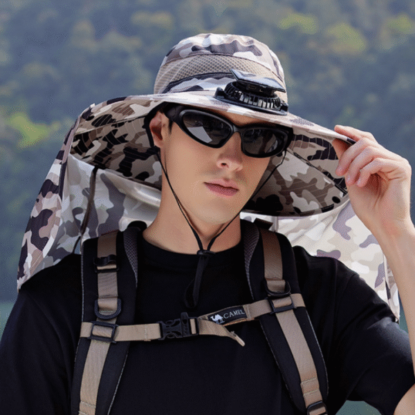 Fishing mountaineering solar fan shawl neck protection sun hat