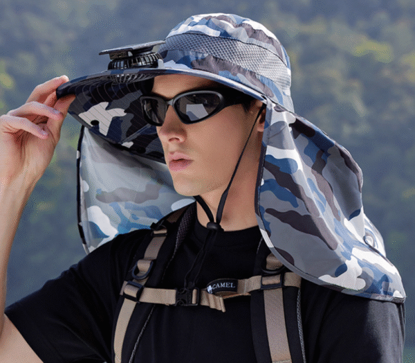 Fishing mountaineering solar fan shawl neck protection sun hat - Image 3