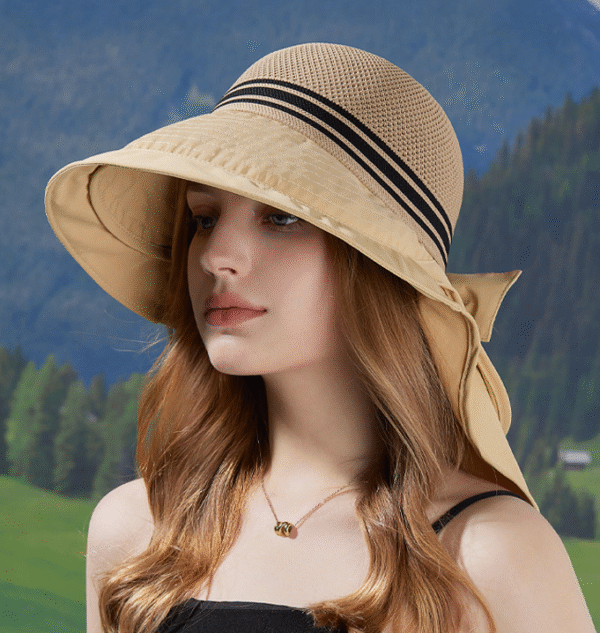 Large brim shawl neck protection sun hat
