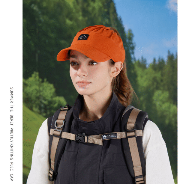 Summer outdoor breathable hollow hat can be tied into a ponytail