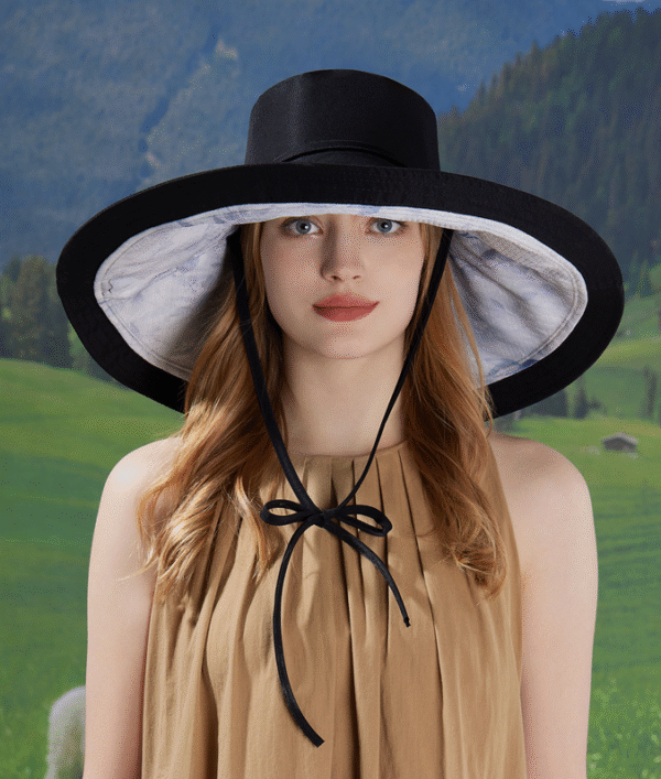 Chinese style double-sided bucket hat that can be worn and tied into a ponytail - Image 7