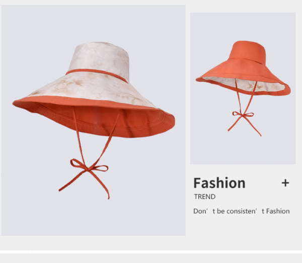 Chinese style double-sided bucket hat that can be worn and tied into a ponytail - Image 3