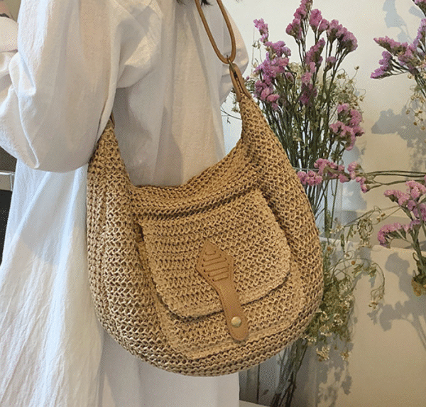 Straw bag travel beach bag messenger bag