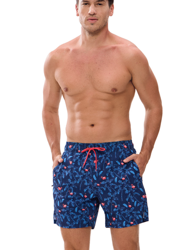 Men's quick-drying double-layer swimming trunks printed casual sports shorts