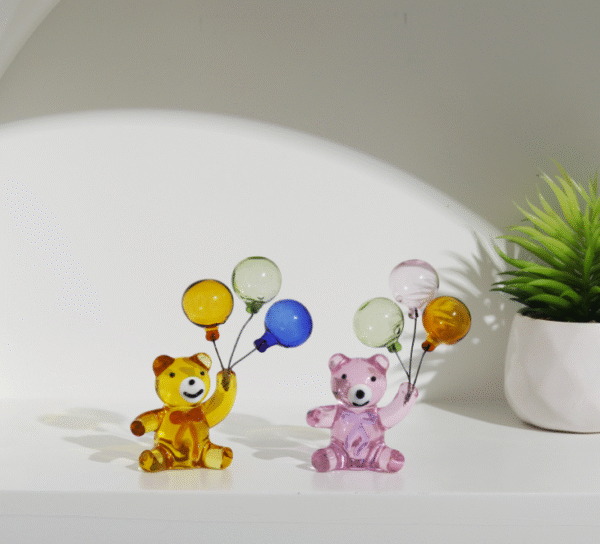 Bear and Balloon Crystal Glass Art Ornaments - Image 2