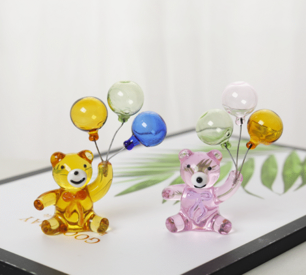 Bear and Balloon Crystal Glass Art Ornaments - Image 3