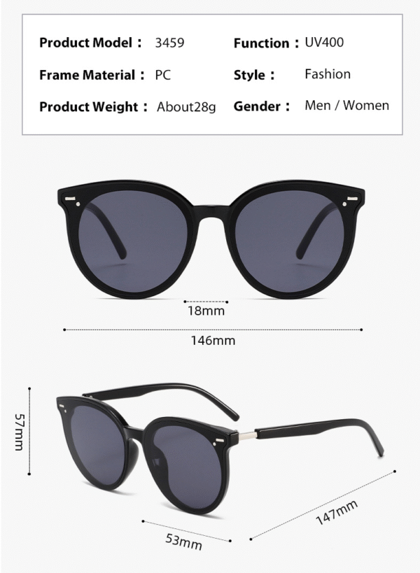 Womens Trendy 2025 Classic Round Retro Vintage Shades Large Frame - Image 6
